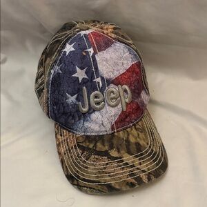 Jeep Red White Blue Patchwork Camo Cap Velcro Back